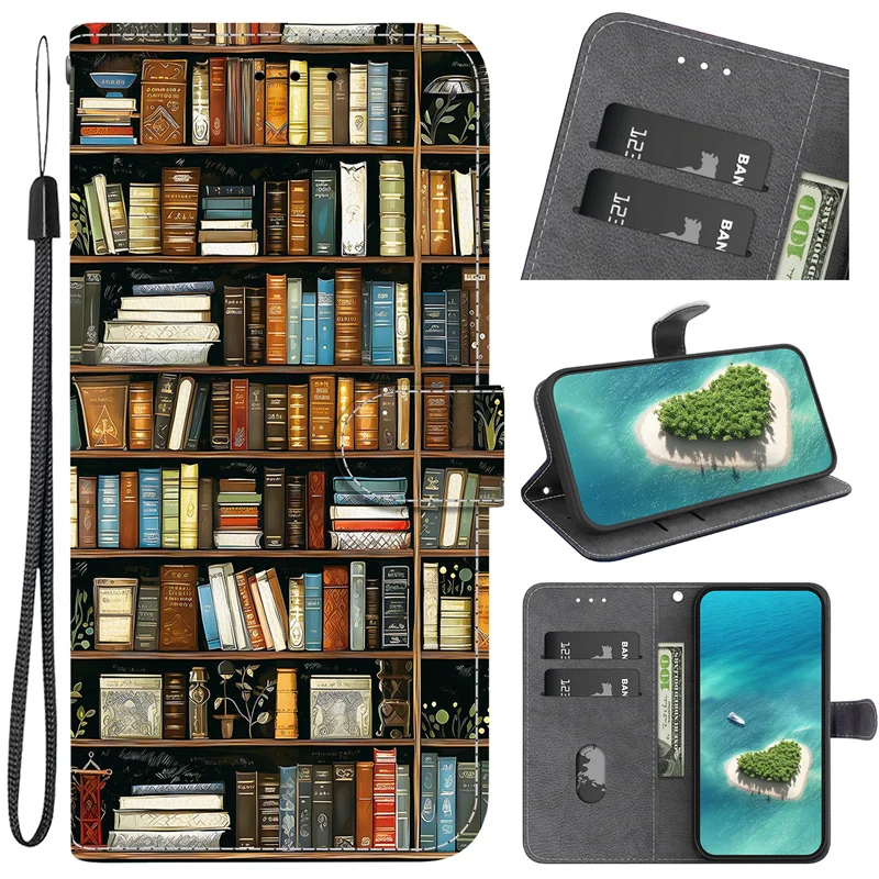 Cat Bear Wallet Flip Stand Case with Strap - Stylish Protective Cover
