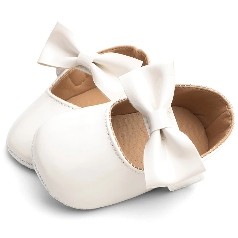 Baywell Baby Girl Shoes Comfortable Bowknot Artificial Leather Cotton Sole Shoes Fashion First Walkers Kid Girls