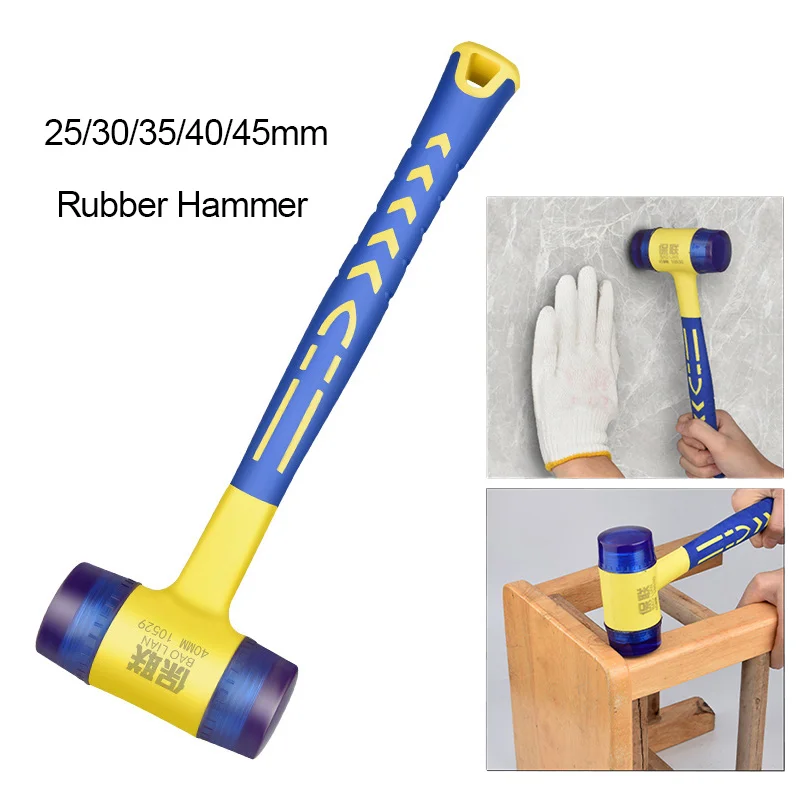 

Double Headed Rubber Hammer Detachable Round Head Non-slip Handle Hand DIY Tool Installation Hammer For Woodworking Repair Tool