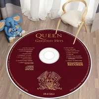 Music CD Rug Vintager Queen Round Mat Circle Carpet Guitar Music Bath Mat Note Rock Mat Home Decoration Kitchen for Living Room 1