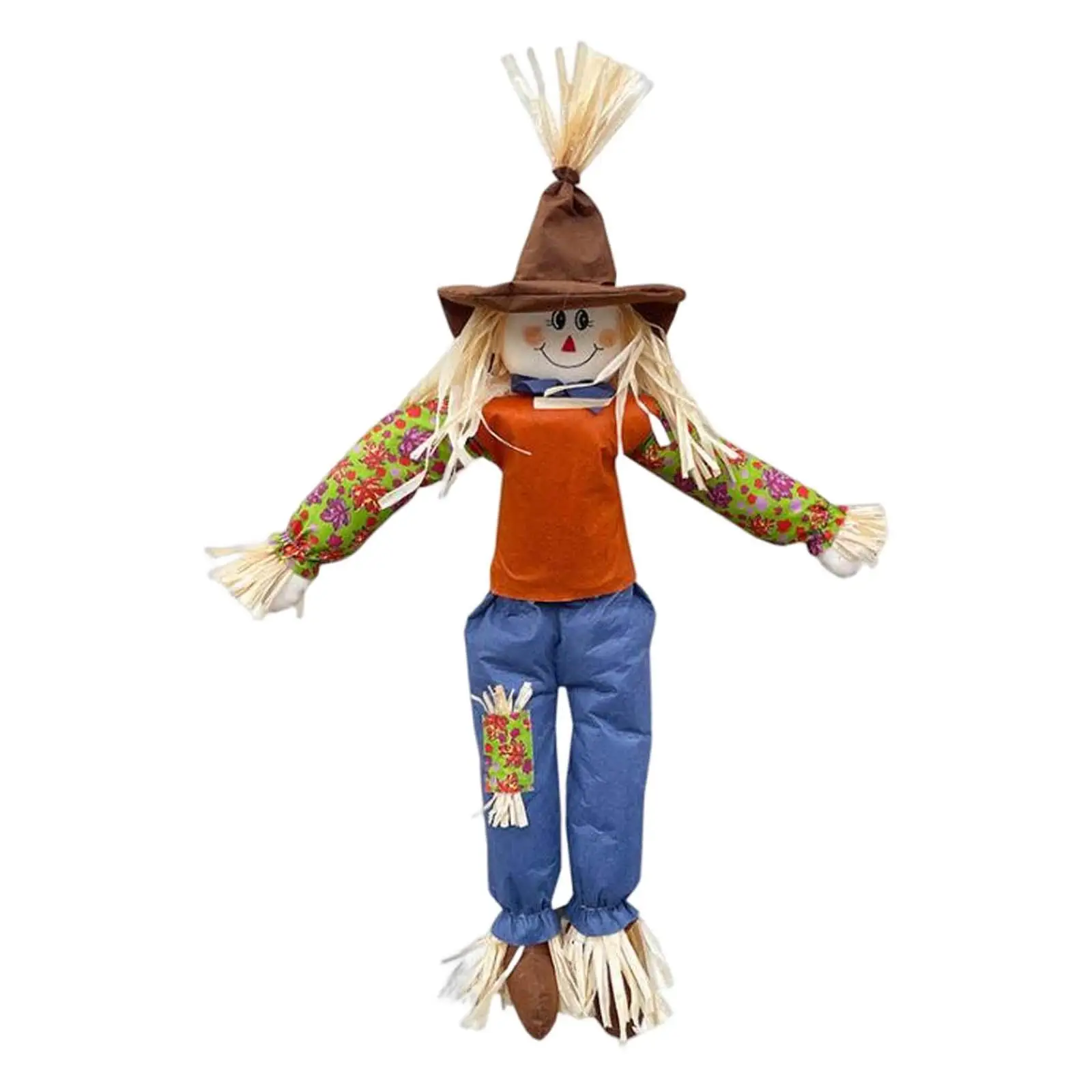 47.24inch Fall Scarecrow Decor Standing Scarecrow for Porch Outside Patio Halloween Halloween Treats
