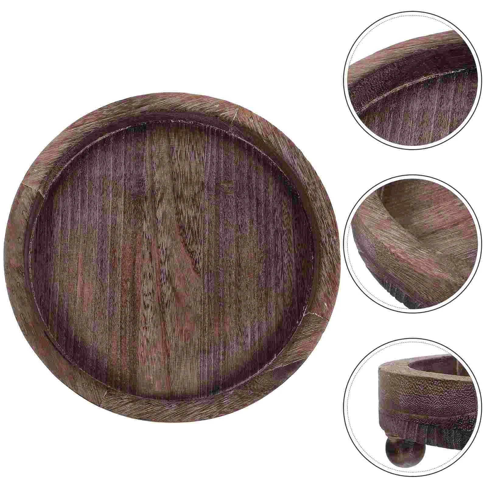 

Wooden Rustic Holder Round Tea Light Holder Tray Table Centerpiece Holder