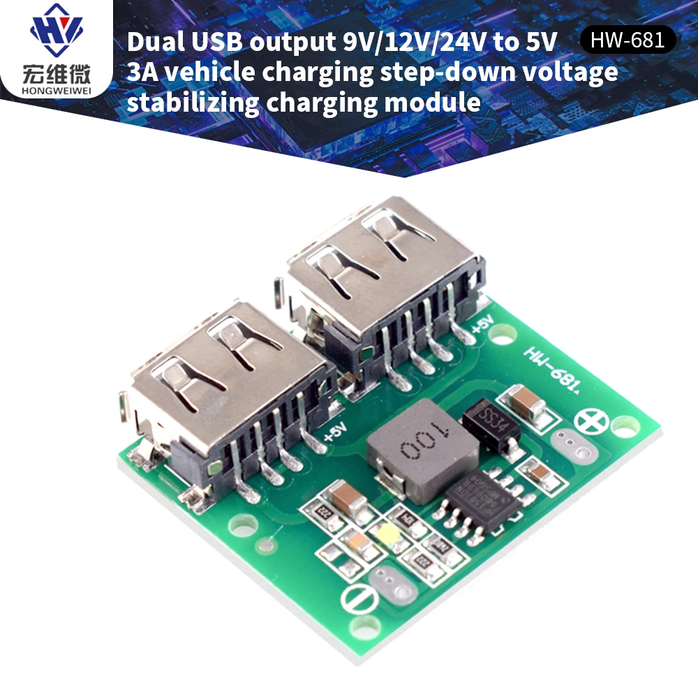 USBDCDCAdjustableStepdownPowerSupplyModule2ChannelInputDual