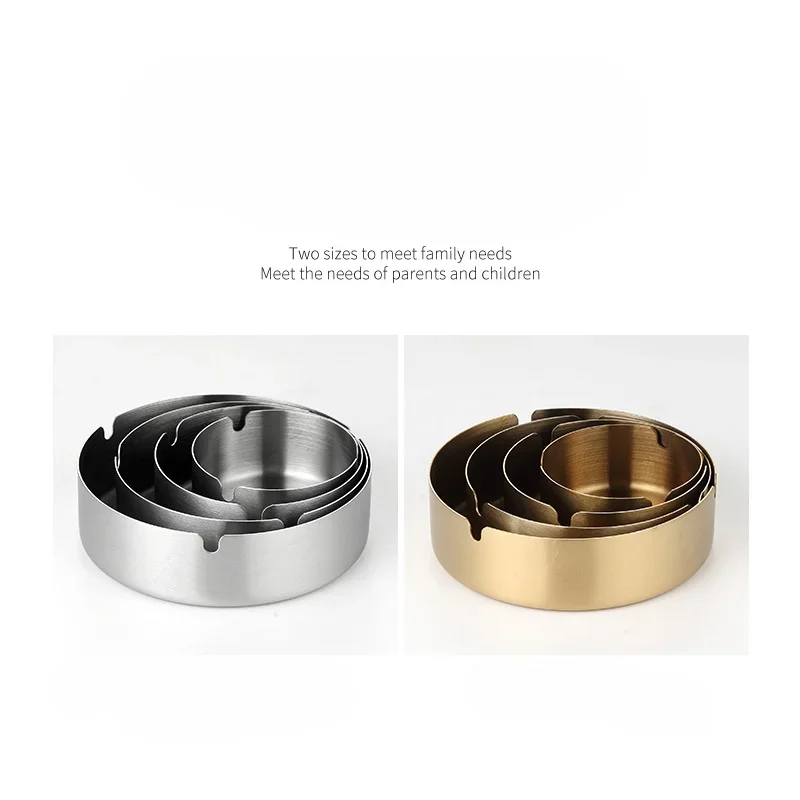 8-14cm Round Shallow Ashtray Stainless Steel Smoke Trays Thick Durable Cigarette Accessories Hotel Home Portable Case