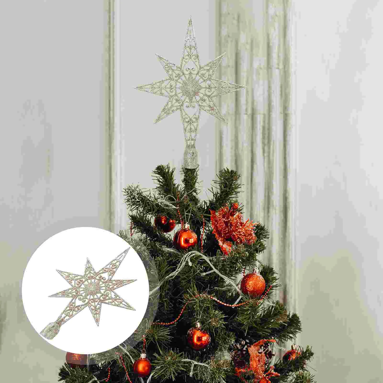 

Christmas Tree Star Topper Glitter Five-Pointed Star Ornaments Xmas New Year Party Decoration Navidad Natal Noel