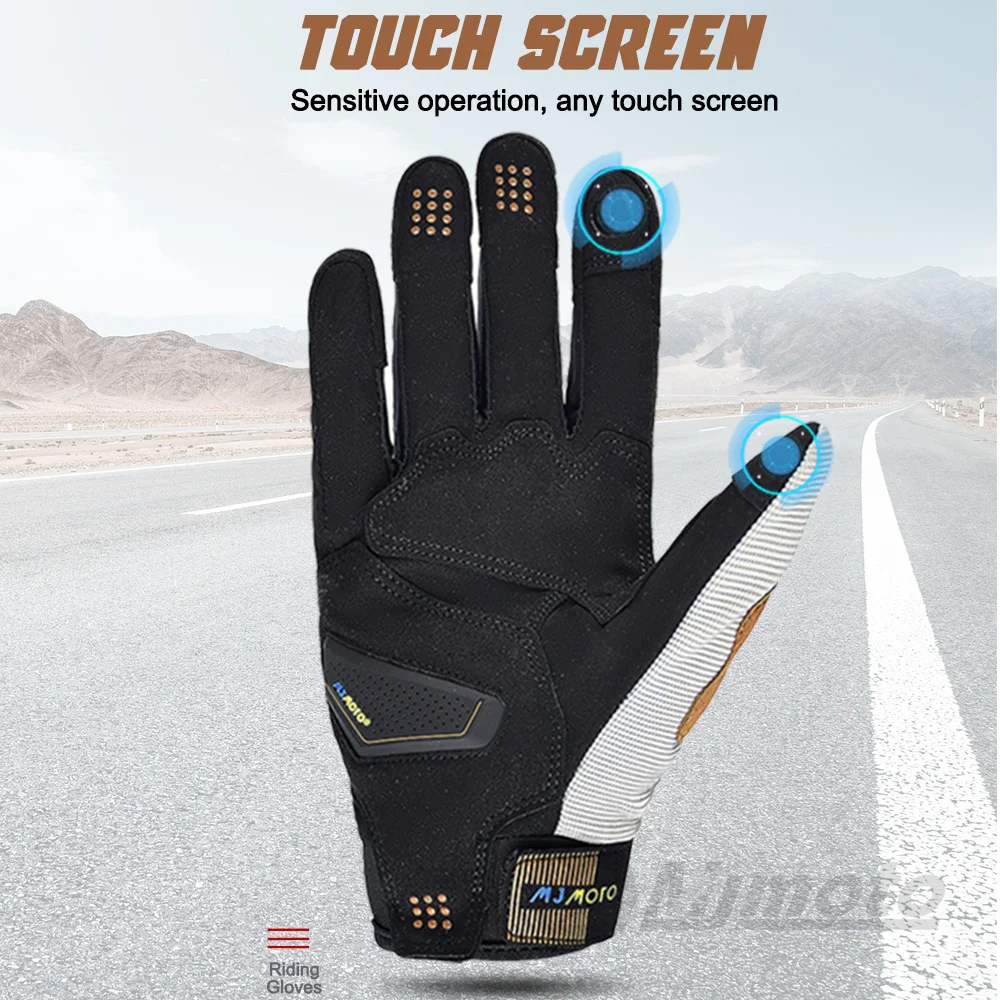Breathable Black & Brown Summer Motorcycle Riding Gloves