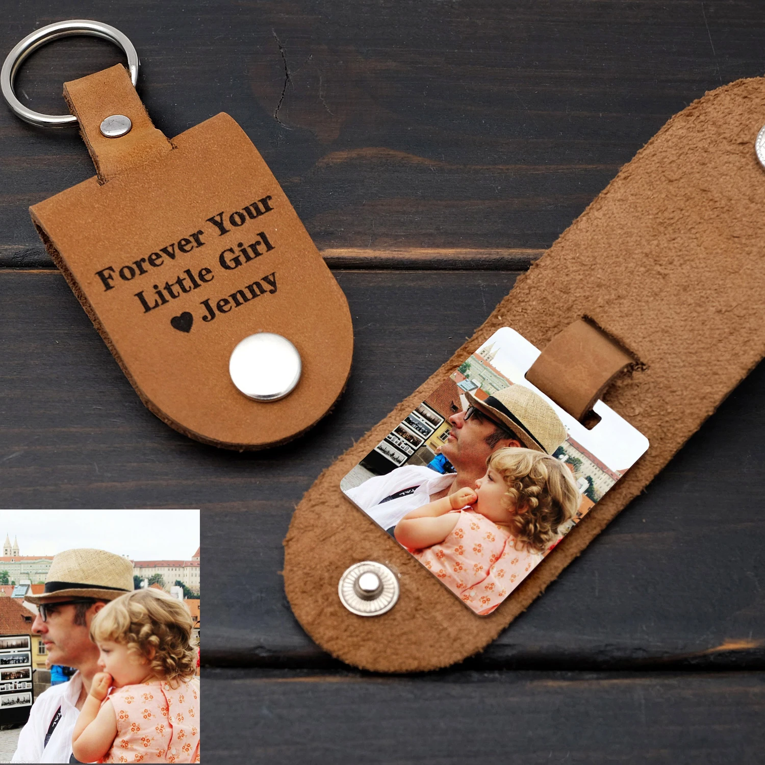 Personalized Photo Keychain Custom Picture Key Chain Daddy Customize Leather Keyring Personalised Gift for Father's Day Birthday personalized keychain best dad ever gifts custom photo name keychain father boyfriend husband gifts drive safe i need you here
