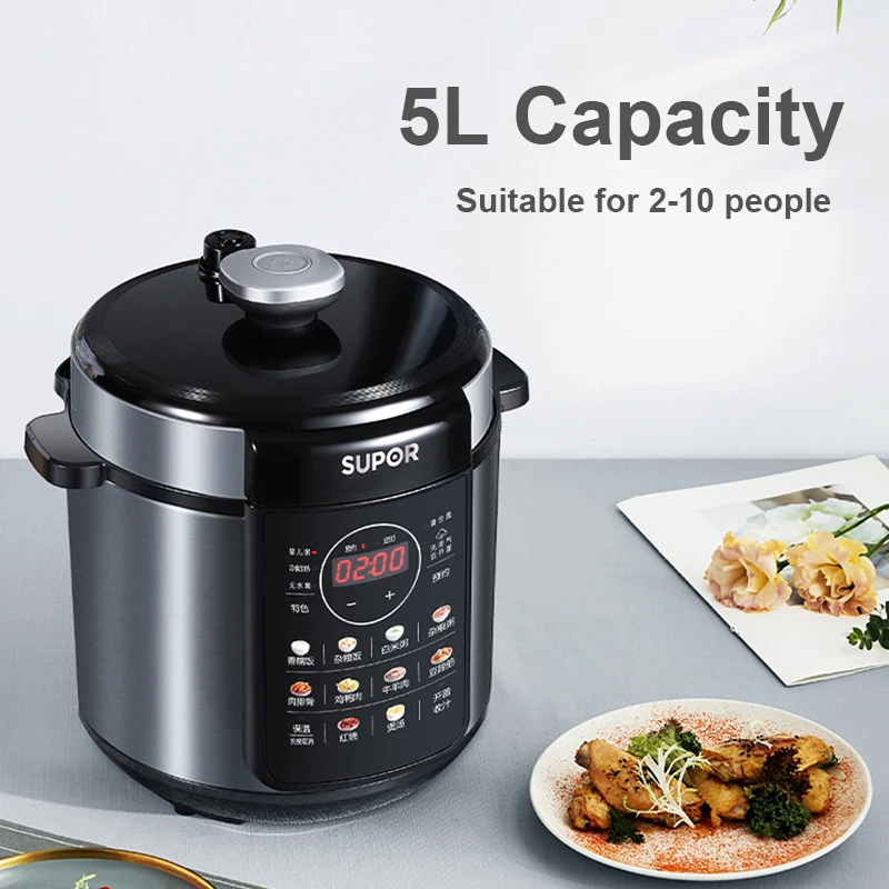 SUPOR Electric Pressure Cooker 5L Two Tanks Electric Rice Cooker Graphic Display Multifunction Menu