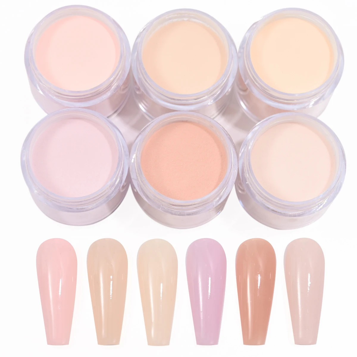 6pcs/set Nude Acrylic Powder Carving Crystal Dipping Powder Professional Nail Extension Builder Engraving Pigment Dust 3