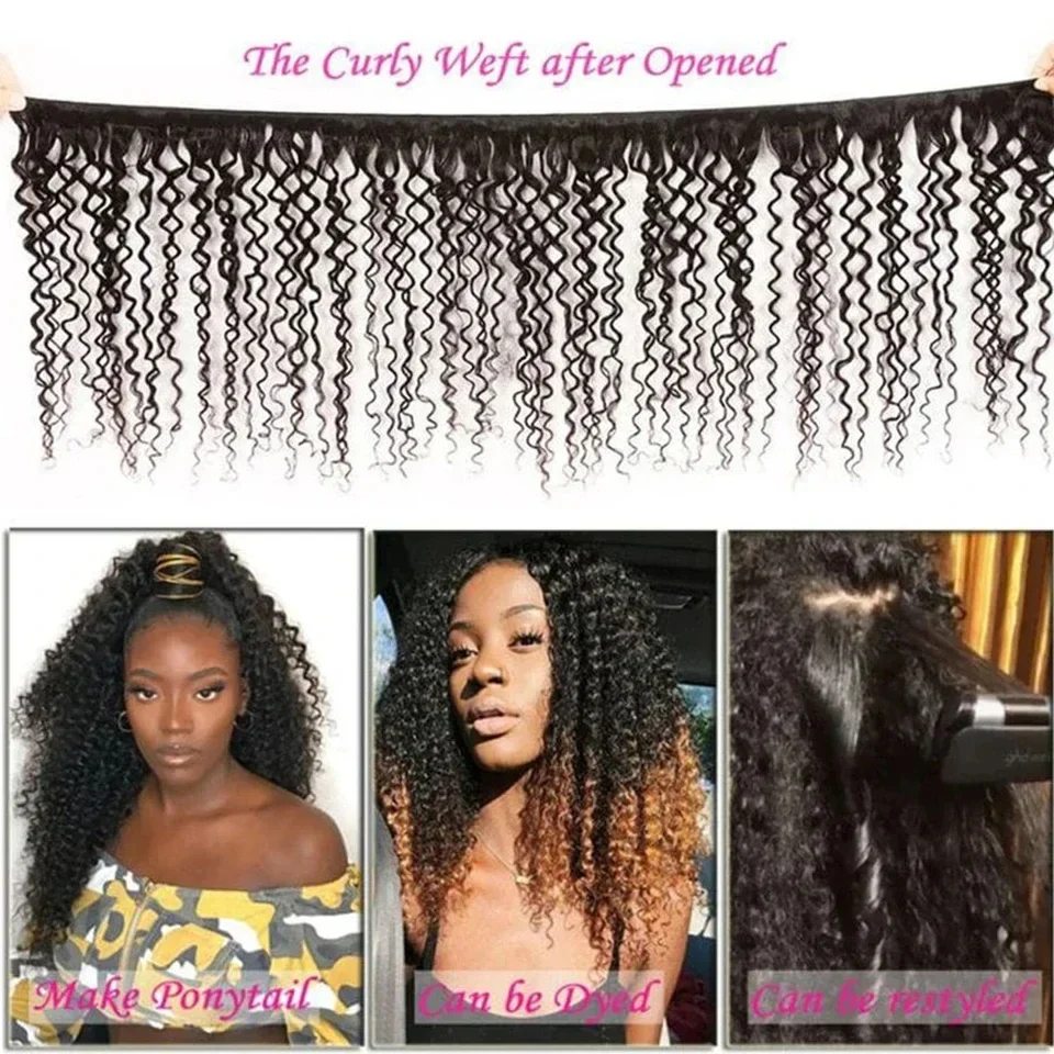 Human Hair Extensions Afro Kinky Curly Bundles Weaving 1//3 Bundles