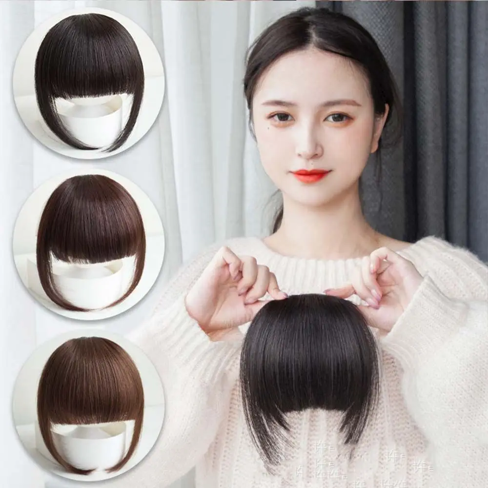 

Women Fake Bangs Synthetic Natural Thicken Hair Bangs Hairpiece Hair Extension Clip Short Fake Fringe Overhead Bang