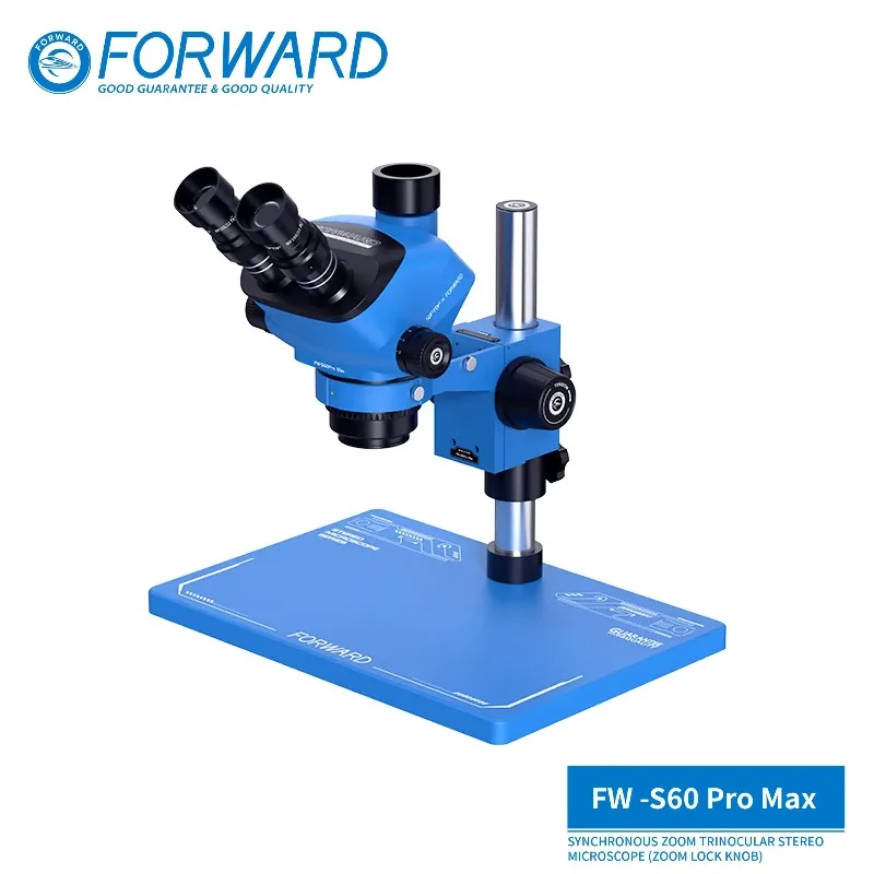 FORWARD × SOPTOP에서 개발한 FW-S60Promax 동기식 줌 삼안 실체 현미경(휴대폰 전자제품 용접 수리 도구용)
