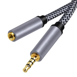 High - Quality Audio Extension Cable with 3.5mm Jack - Female Splitter and Speaker Extender Cord - 3m (GRAY)