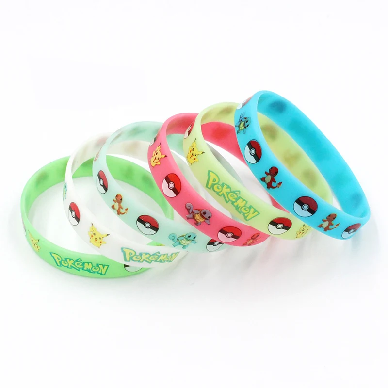 Pokemon Luminous Bracelet Anime Pocket Elf Pikachu Cartoon Silicone Glow In The Dark Wristband Kids Cosplay Accessoires Toys