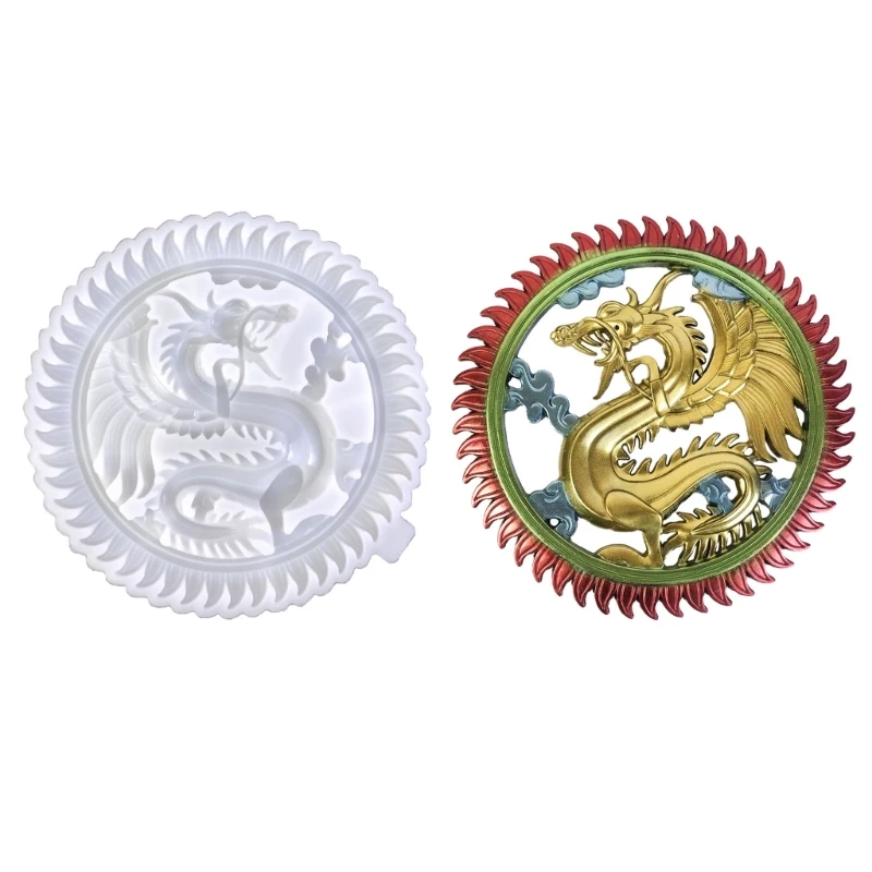 

Y4QE Silicone Mold Semi-dimensional Dragon Wall Desktop Decoration Hanging Pendant