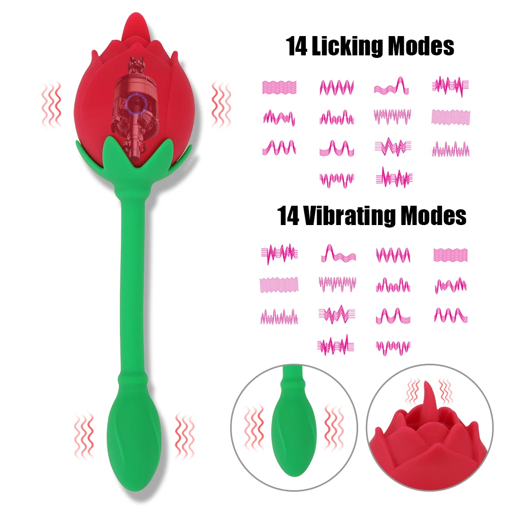 Schwanz Rose Form Vibration 2 In 1 Zunge Lecken Vibrator Klitoris Stimulation Nippel Massager Hintern_voghion.com