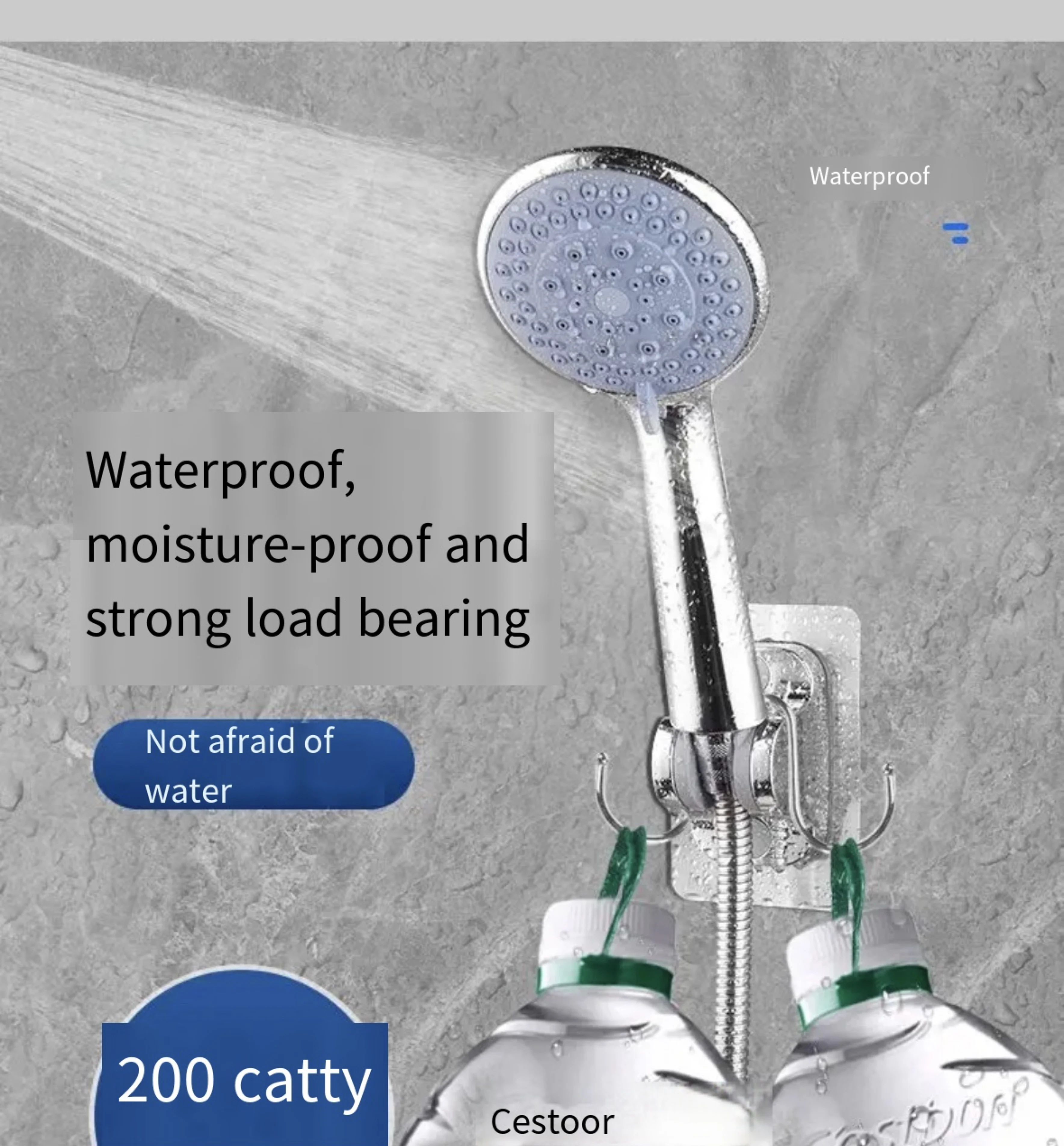 Adjustable Bracket No-drill Shower Head Holder Shower Caddy Head Fixed Base Bathroom Accessories