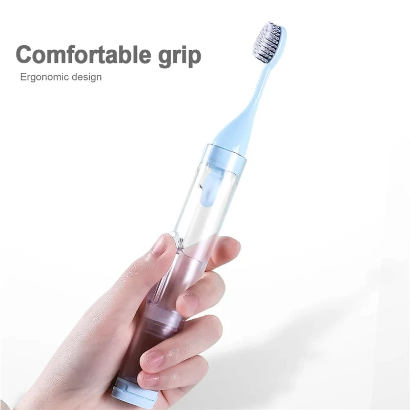 Travel Portable Folding Toothbrush Integrated Camping Hiking Outdoor Easy To Carry Plastic Toothbrush Toothpaste Storage Set