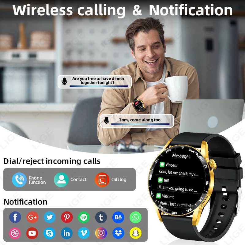 LIGE New 1.38" HD Voice Calling Smart Watch Men Blood Oxygen Health Monitor Sports Fitness Watches Women Bluetooth Smartwatch