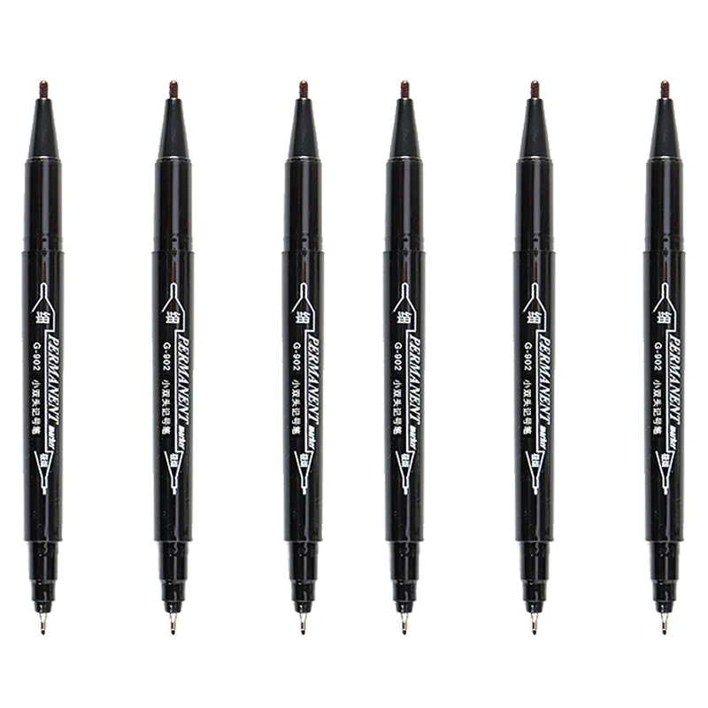 Dual Tip Permanent Ink Marker Pens - Fine and Broad Line Waterproof Pens for Art and Technical Detailing (Black/Red)