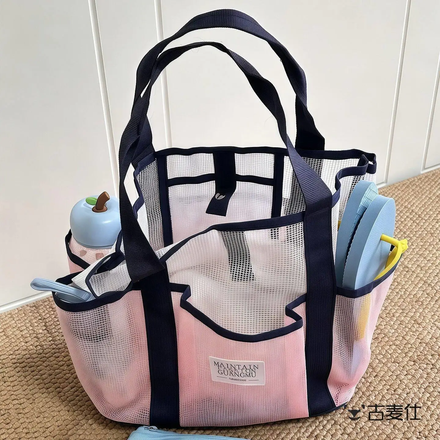 방수 수영 가방 휴대용 해변 대용량 건식 습식 분리 목욕 메쉬 보관 가방 피트니스 야외 스포츠 가방