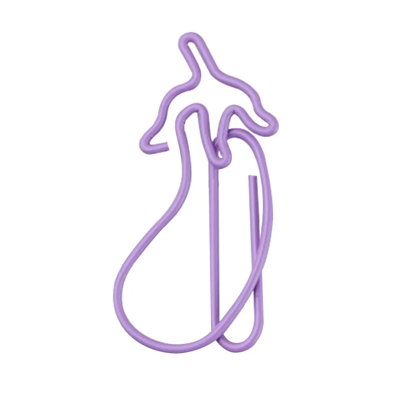 50Pcs Purple Eggplant Paper Clip Cute Cartoon Bookmark Paperclips School Office Binding Supplies
