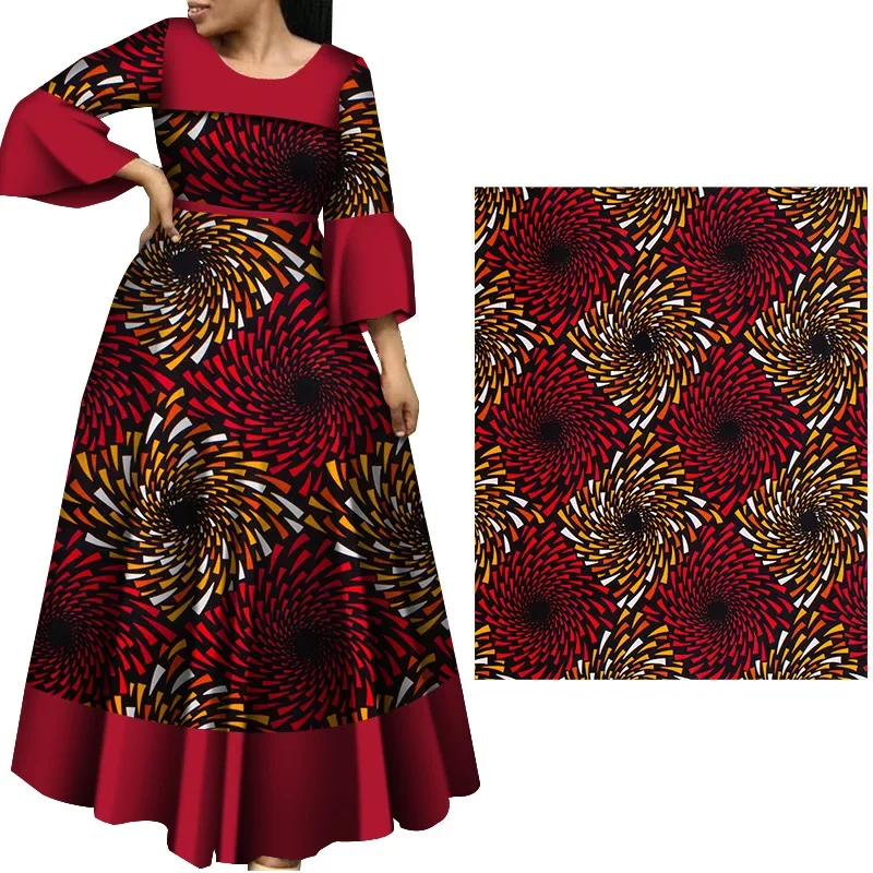 High Quality Cotton Real African Wax Print Fabric 6 Yards Patchwork Sewing Dresses Material Artwork Accessory