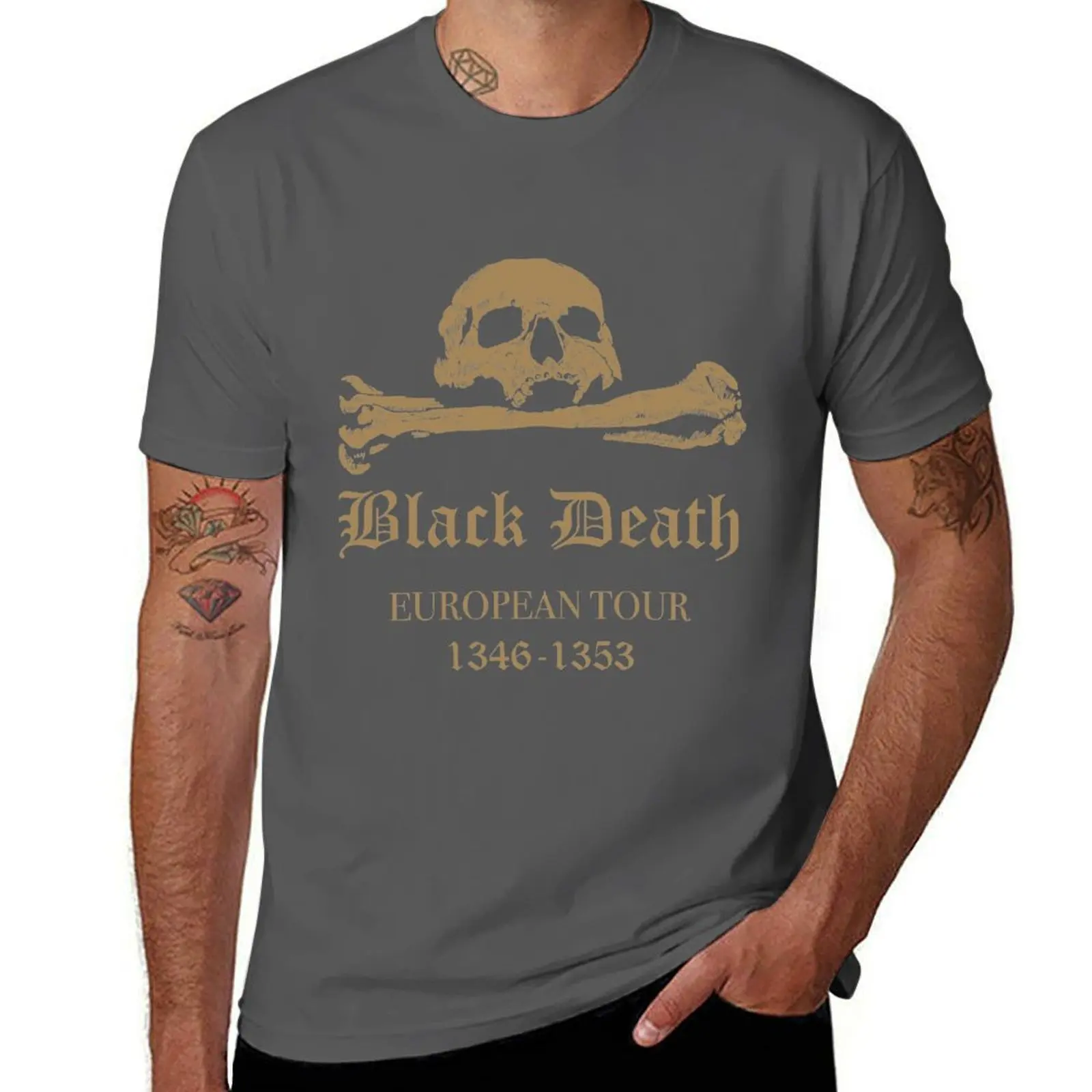 European Tour Custom Design Black T-Shirt - Men's Plus Size Slim Fit
