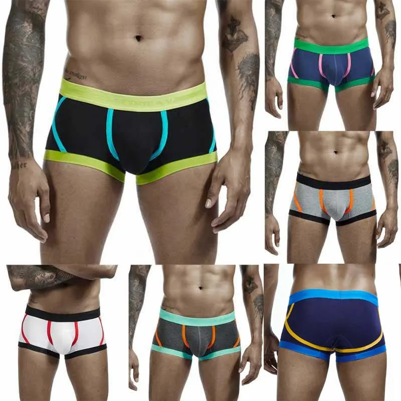 New SEOBEAN Mens Underwear Cotton Male Boxers Sexy U Convex Pouch Low Waist Boxer Shorts Intimates Man Underpants Brand Lingerie 6