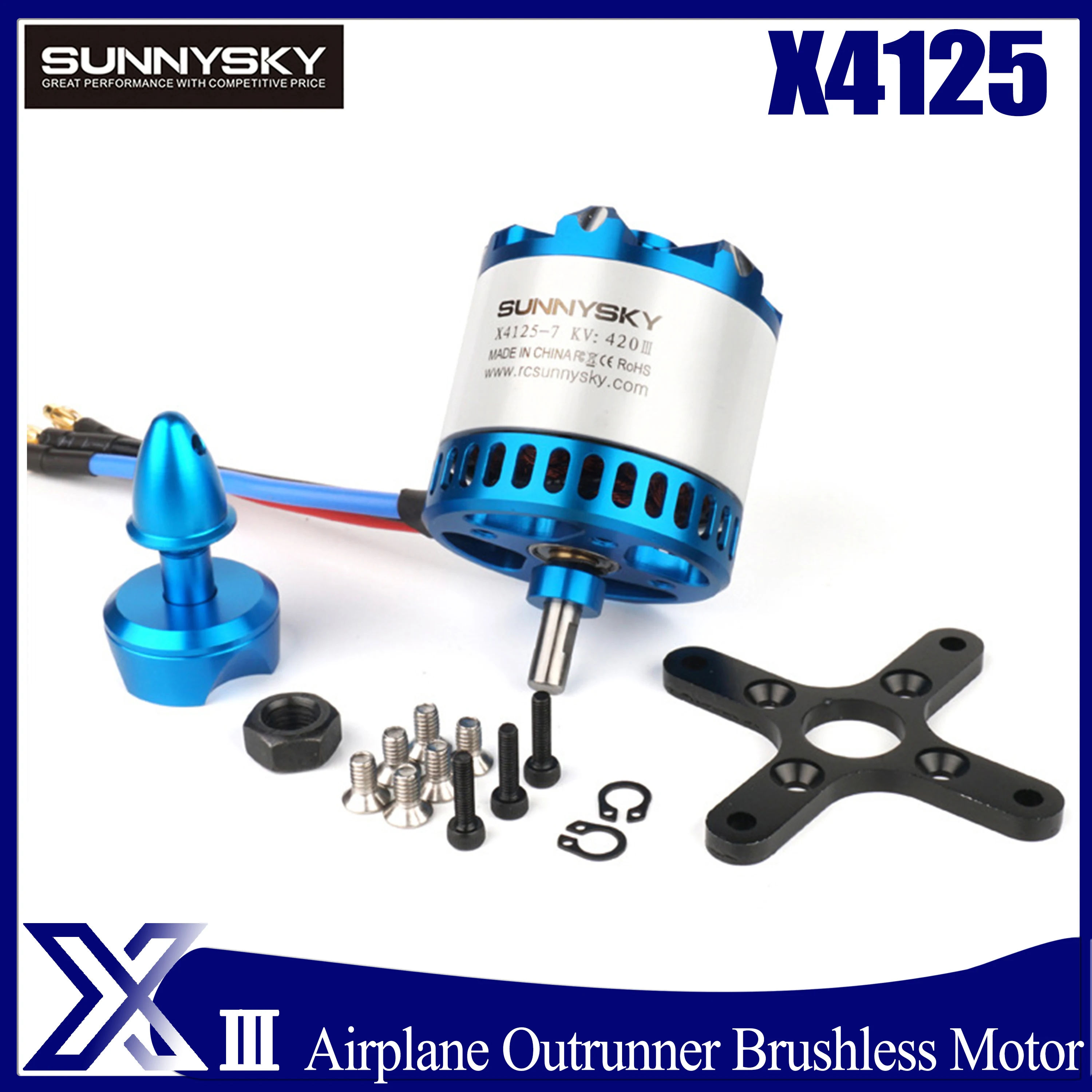 

Sunnysky X4125 III 4125 70E Fixed-wing V3 Series Outrunner Brushless Motor for Quadcopter Helicopter 3D Glider Drone Airplane