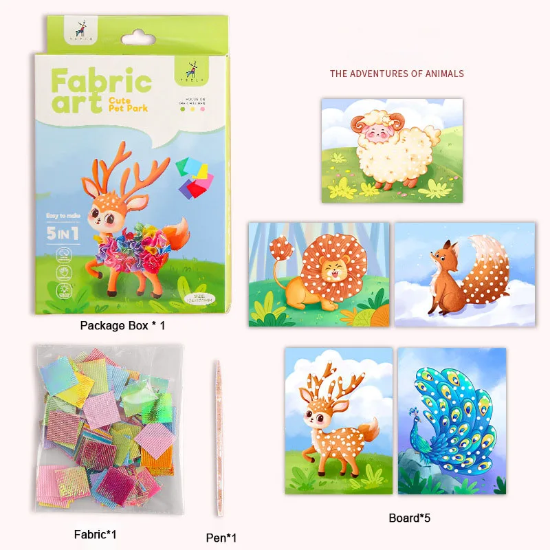 Fabric Art Frenzy: Princess Dress-Up Animal Puzzle & DIY Craft Kit