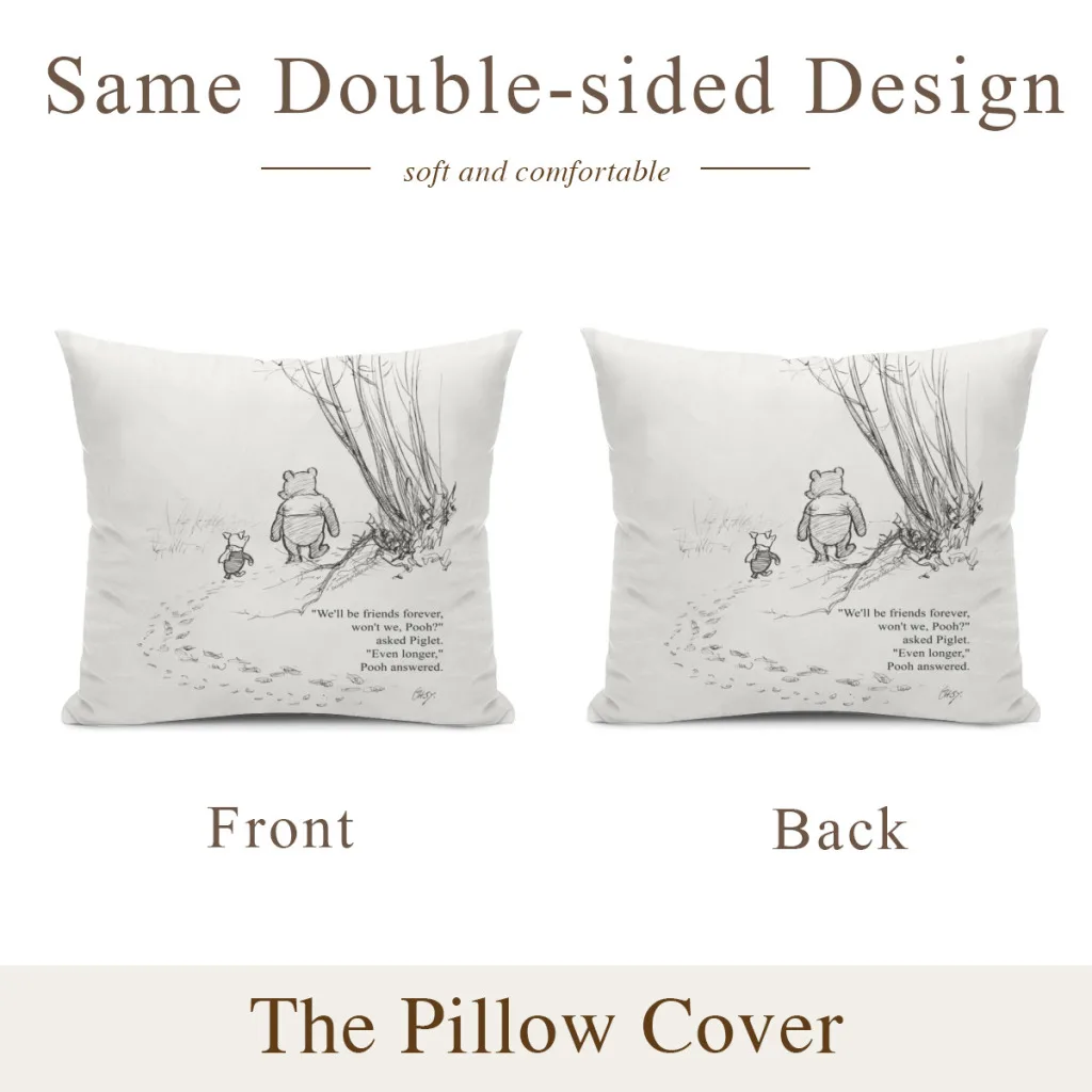 Winnie the Pooh & Piglet Friends Forever Cushion Cover Pillowcase Cushion Pillow Home 2