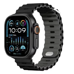 Ocean Silicone Watch Strap - Premium Durable Design for Comfort and Style (Black gray)