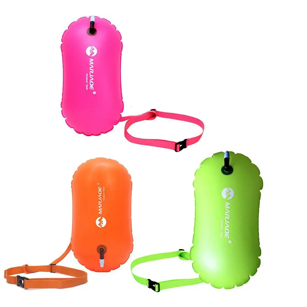 Inflatable Open Swimming Float Life Saving Drifting Swim Buoy with Waist Belt PVC Inflated Air Drying Bag Swimming Sports Float