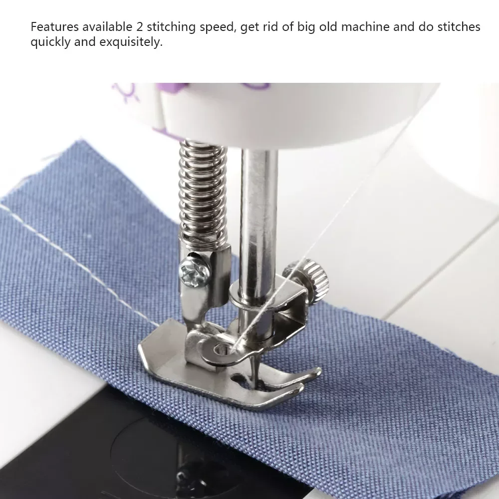 Mini máquina de coser mejorada portátil de dos hilos, interruptores dobles  de doble velocidad, para el hogar, niños, principiantes, máquina de coser