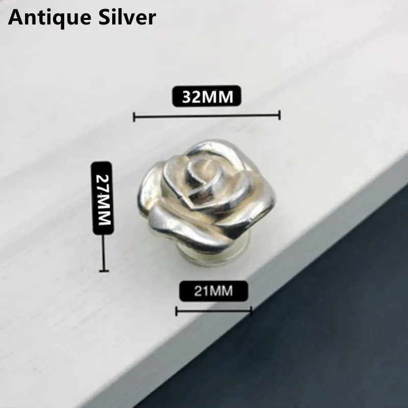 Description Picture 2 of itemEuropean Retro Creative Rose Drawer Shoe Cabinet Knob Gold Silver Bronze White Wardrobe Cupboard Dresser Furniture Door Handle