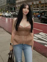 Women Fishbone Outer Slim Fit Top Solid Zipper Corset Waist Cinched Blouse 2026 Female New Spring Chic Casual Outwear Tops 5