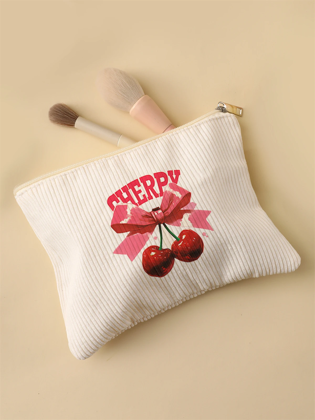 Corduroy Travel Cosmetic Bag Portable Makeup Storage Bag Purses Women Large Capacity Zipper Make Up Organizer Storage Clutch