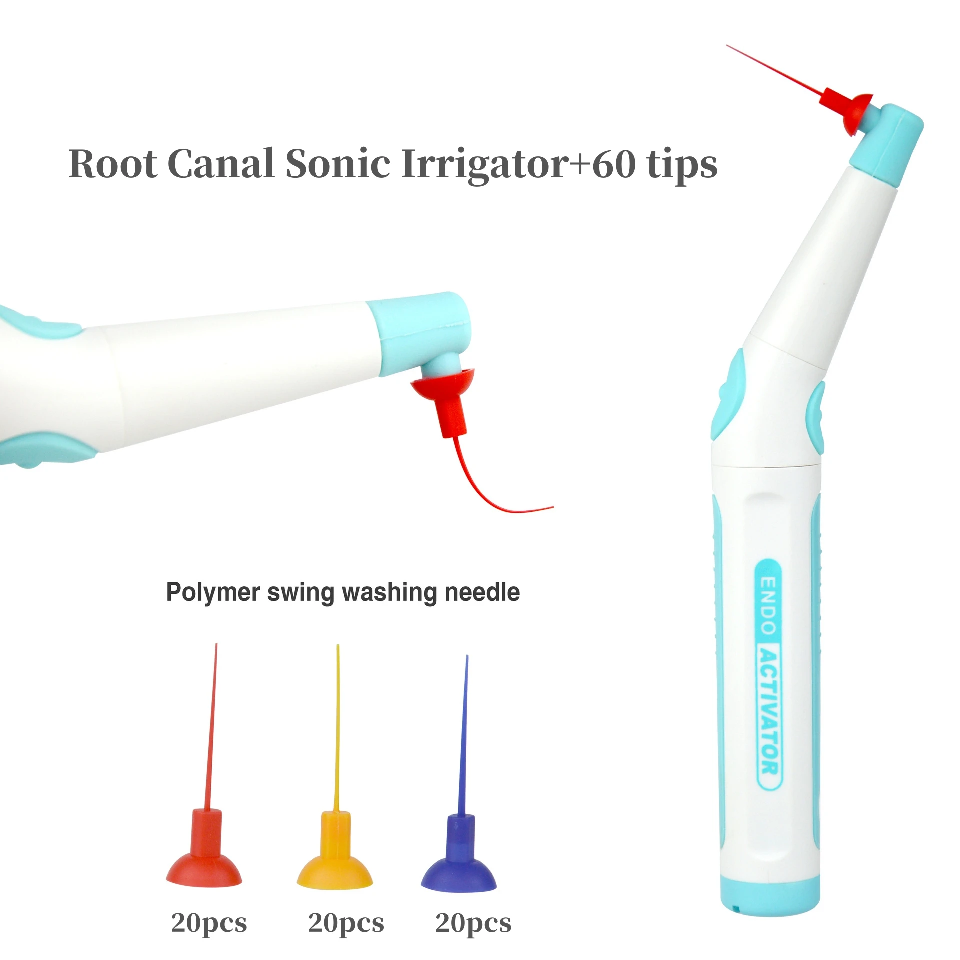 

Dental Root Canal Sonic Irrigator Activator Endodontic Cleaning Kit with 60 PCS Endo Tips New Dentistry Instrument