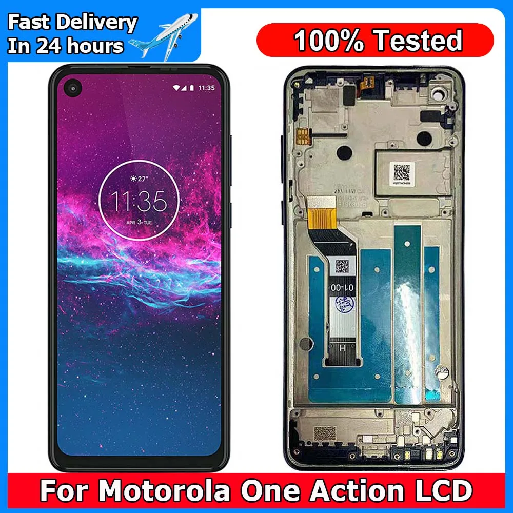 

Экран для Motorola One Action XT2013-1, ЖК-дисплей, сенсорный дигитайзер в сборе, замена экрана для Moto One Action