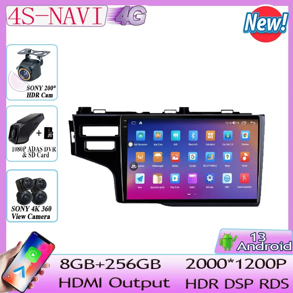 

7862 CPU Android 13 For Honda Fit Jazz 2014 2015 2016 2017 Car Radio Cam multimedia player navigation GPS No 2din DVD 5G WIFI BT