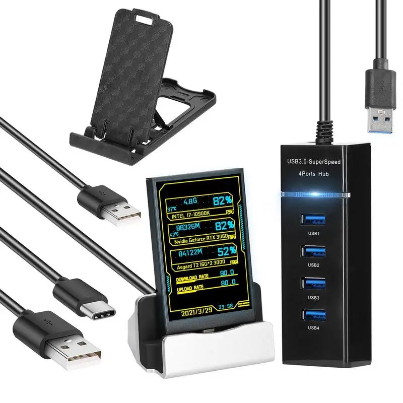 

Mini Computer Monitor Screen Portable 3.5 In Computer Monitor Kit IPS Type C Secondary Screen CPU GPU RAM HDD Monitoring For