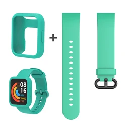 Silicone Strap and Protective Case for Smartwatches - Versatile and Durable Replacement Band (Teal Green add strap)