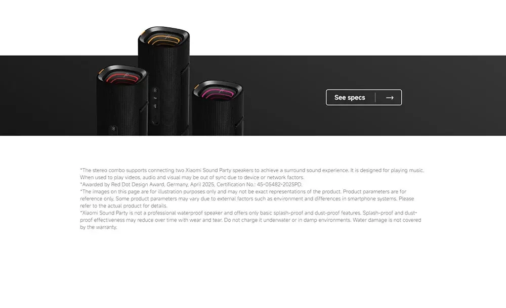 Xiaomi Sound Party TWS Stereo Speaker Global EditionIP67