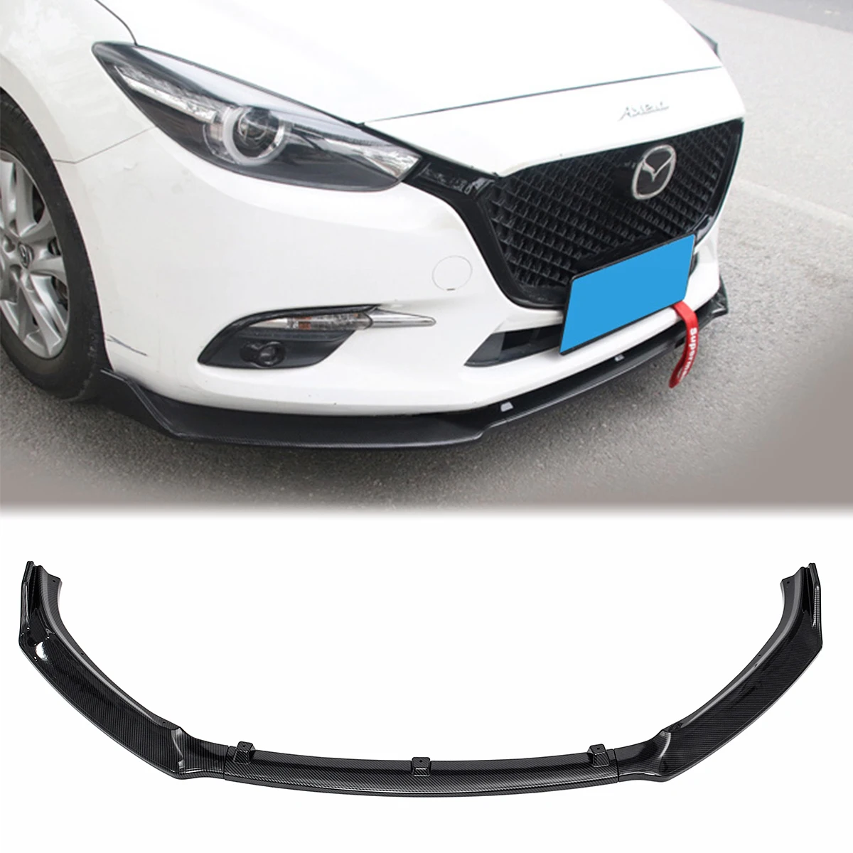 

3PCS Front Bumper Lip Spoiler Splitters Diffuser Body Kit Protector Guards for Mazda 3 Axela 2014 - 2018 Car Accessories Black