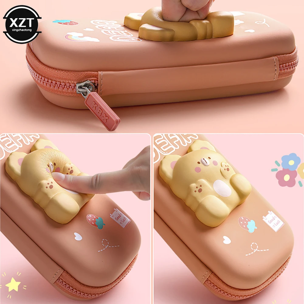 Cute pencil 3D decompression pen case Cartoon pencil case box School stationery box Student pen bag kids school supplies prizes