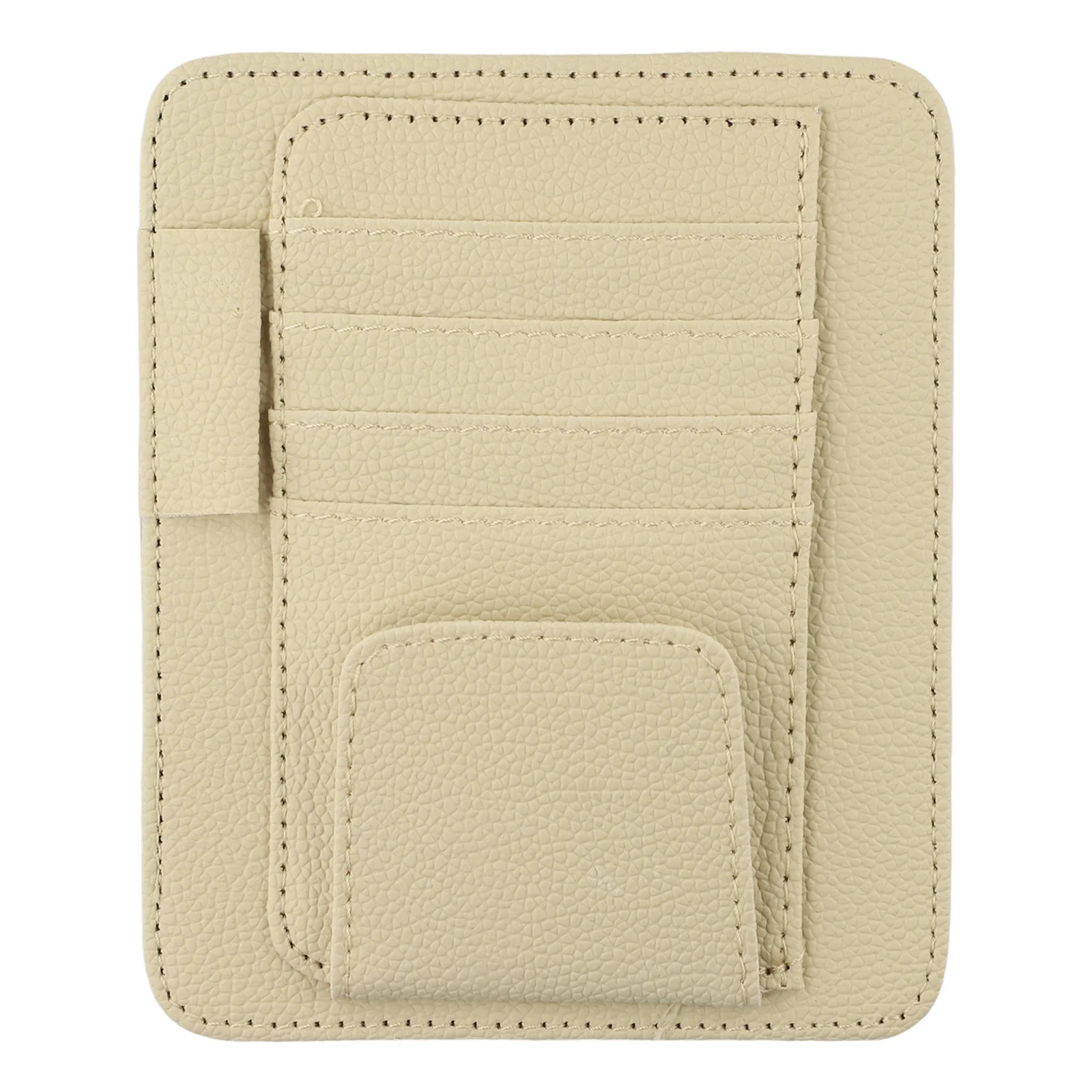 PU 가죽 자동차 햇빛 가리개 정리함 (여러 카드 슬롯 및 휴대폰, 선글라스, 필수품을 위한 대용량 수납공간 포함)