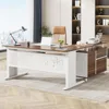 63 Inch Executive Desk with File Cabinet,  Drawers and Storage Shelves, Business Furniture Desk Workstation, L Computer Desk 1