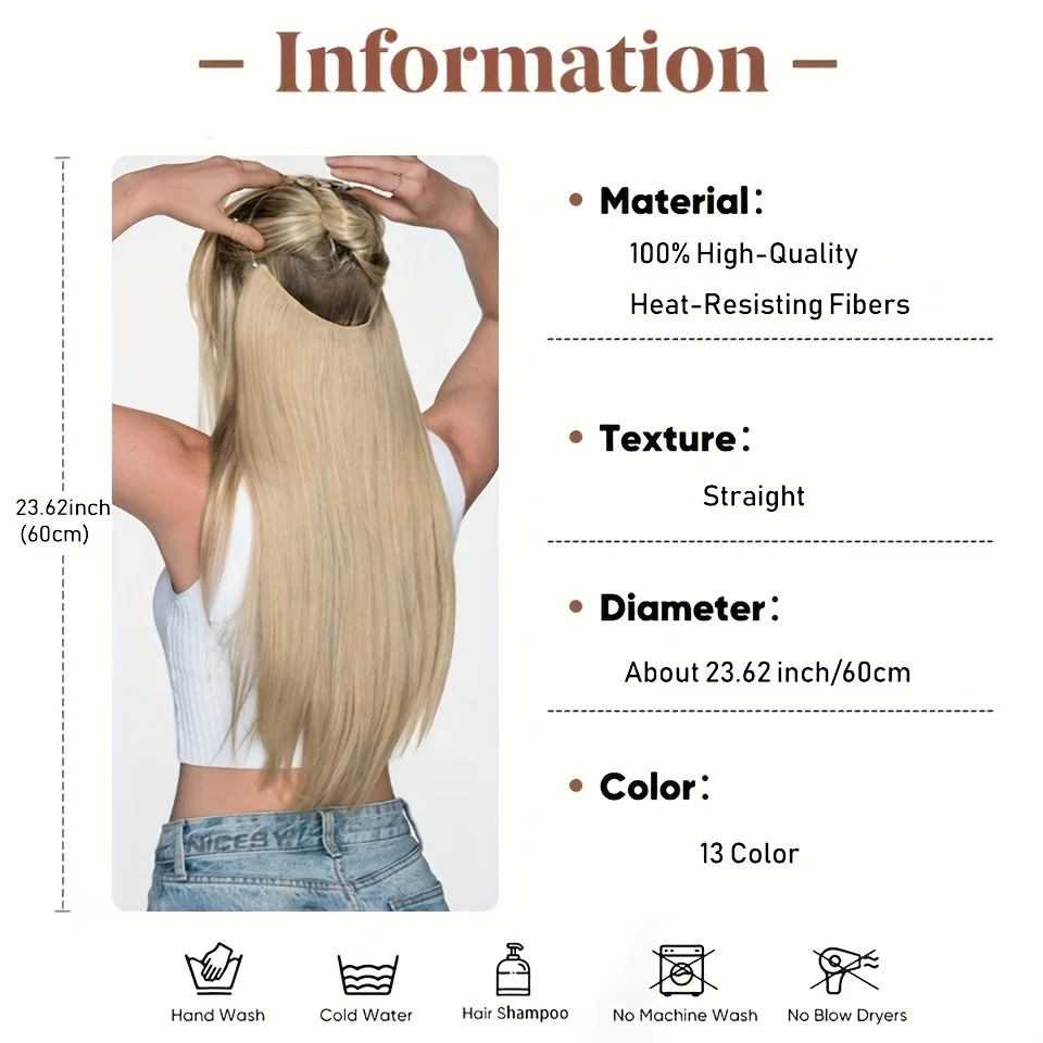 Synthetic Blonde Black Mixed Color Hair Extension For Women