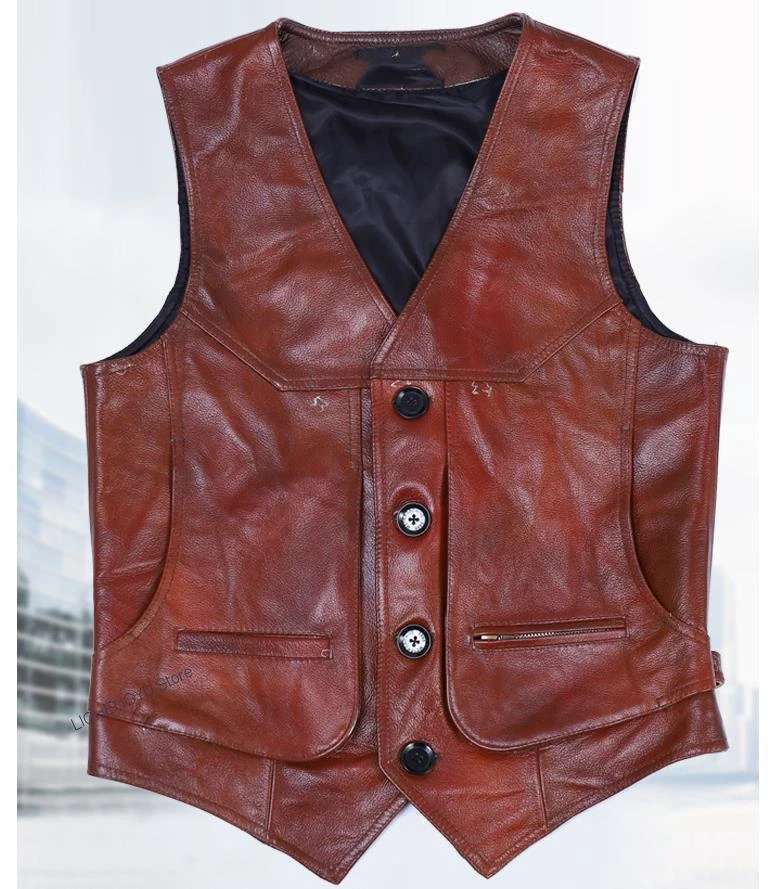 Vier Vlekkeloos saai 2022 Mode Mannen Lederen Vesten Lente Herfst Slanke Pak Vesten Biker Jas  Mouwloos Vest Herenkleding Big Size|Vesten en gilets| - AliExpress